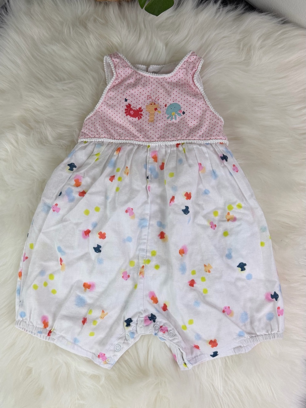 Catimini Baby Watercolor Ocean Fish Bubble Romper Size 12 Months